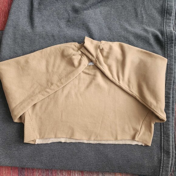 Aritzia TNA Cozy AF Fleece Boyfriend Cropped Sweatshirt - Beige XS - Picture 3 of 4